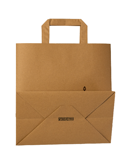 Paper bag with flat handle